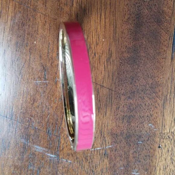 Talbots Reddish Pink Hinged Enamel Bangle Bracelet - Picture 4 of 7